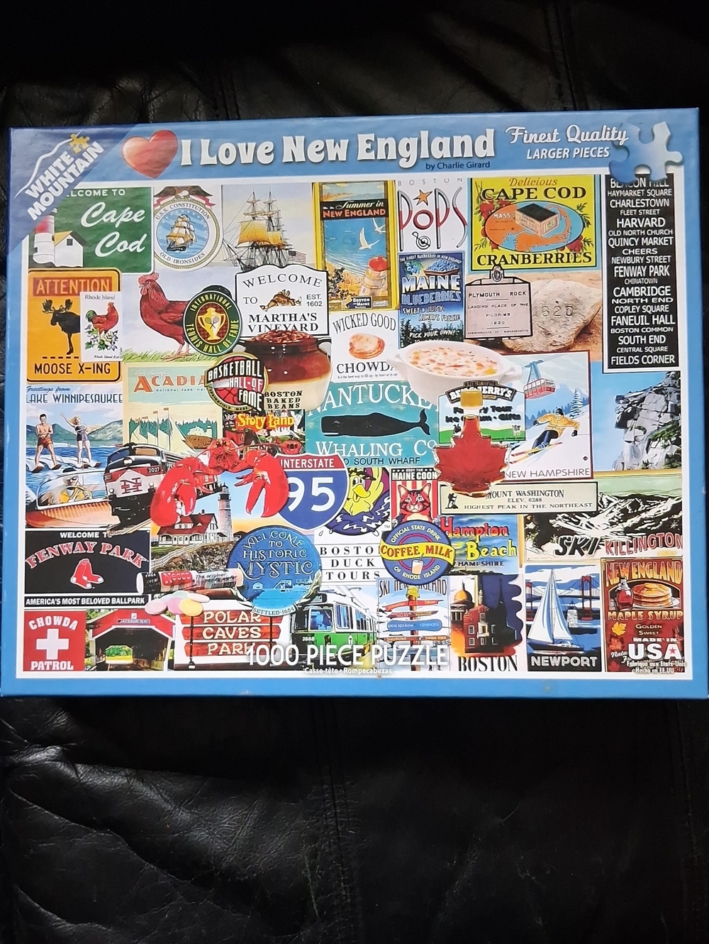 White Mountain I Love New England Puzzle – Blue, Red, White 1000 PIECE